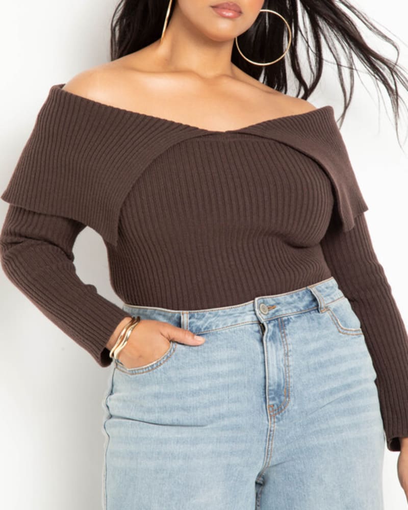 Plus size over the outlet shoulder sweater
